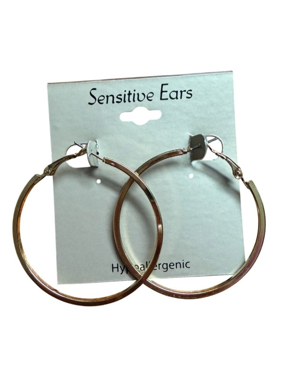 Brushed Gold Tone Hood Earrings-1.75 in Hoops-Sensitive Ears-Hypoallergenic-New - Picture 1 of 5